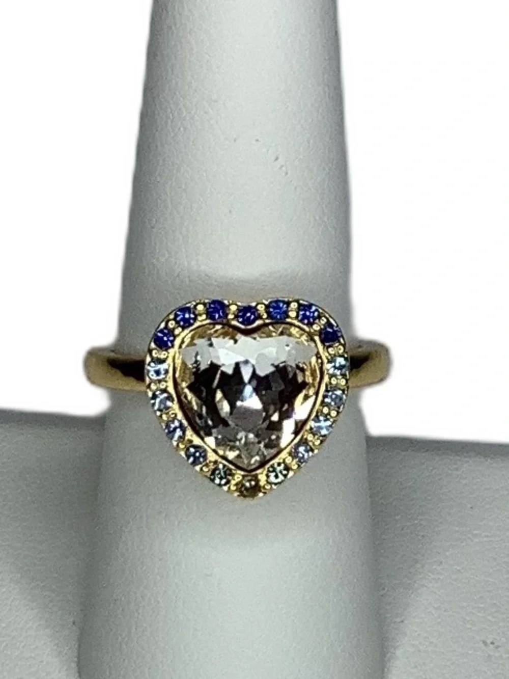 Kurt Geiger London Blue Crystal Heart Halo Ring 8 New